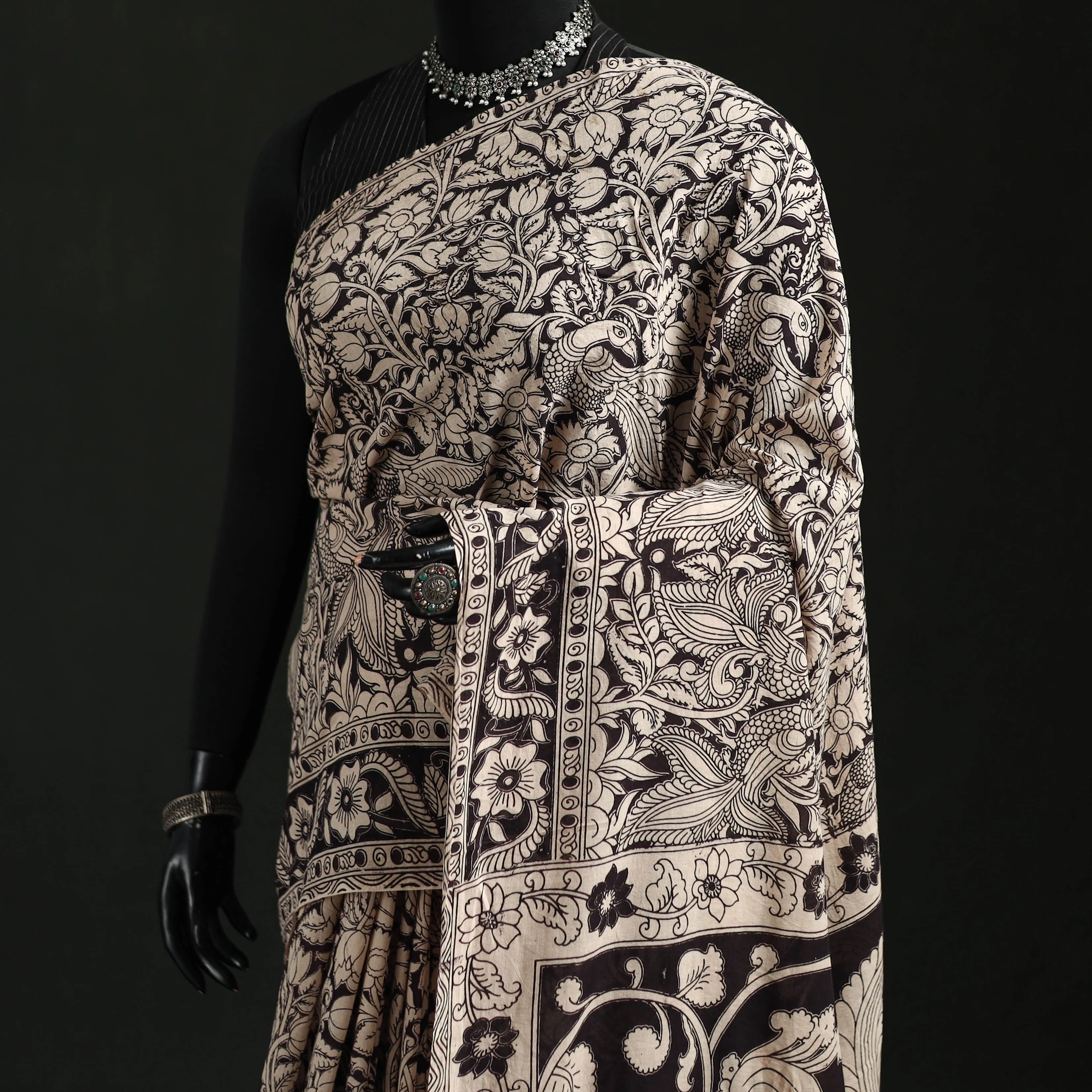 Beige - Kalamkari Printed Cotton Saree 49 sold by Itokri product image thumbnail 2