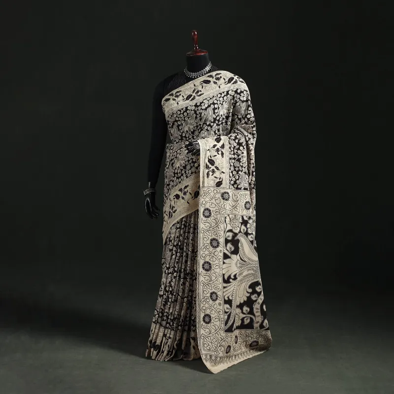 Beige - Kalamkari Printed Cotton Saree 34 made by Itokri