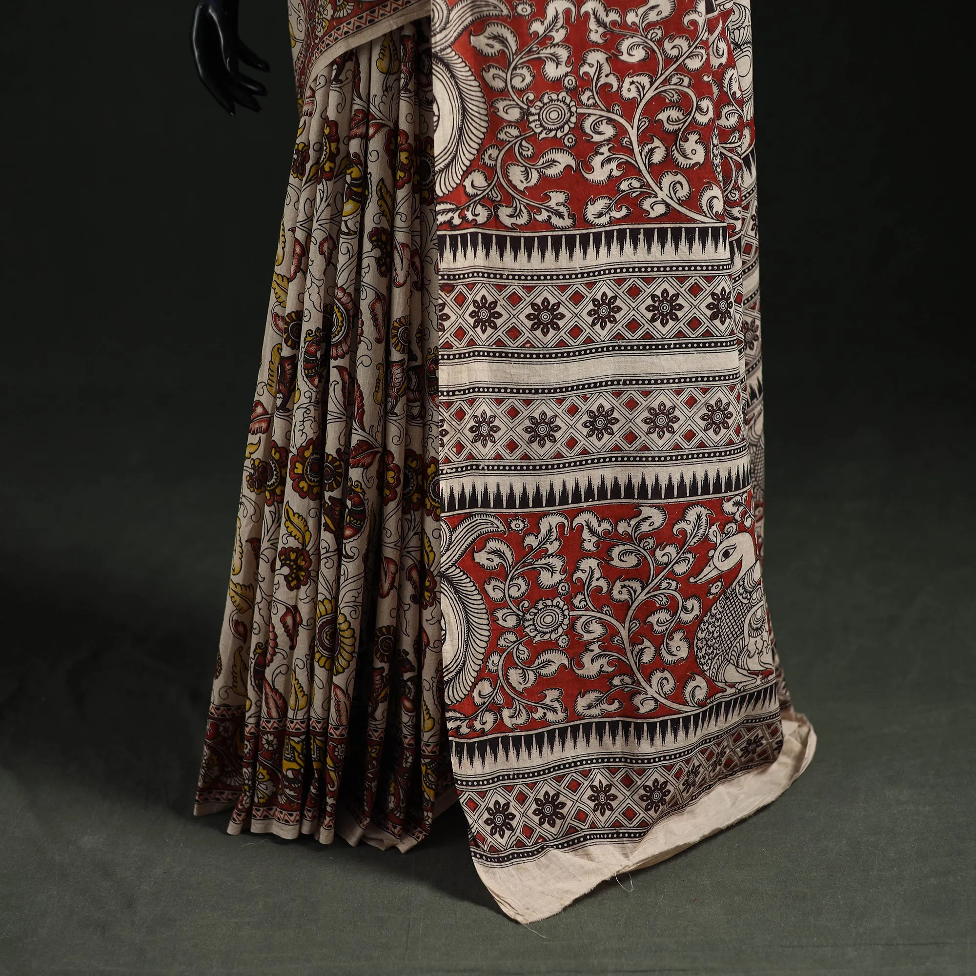 Beige - Kalamkari Printed Cotton Saree 29 sold by Itokri product image thumbnail 4