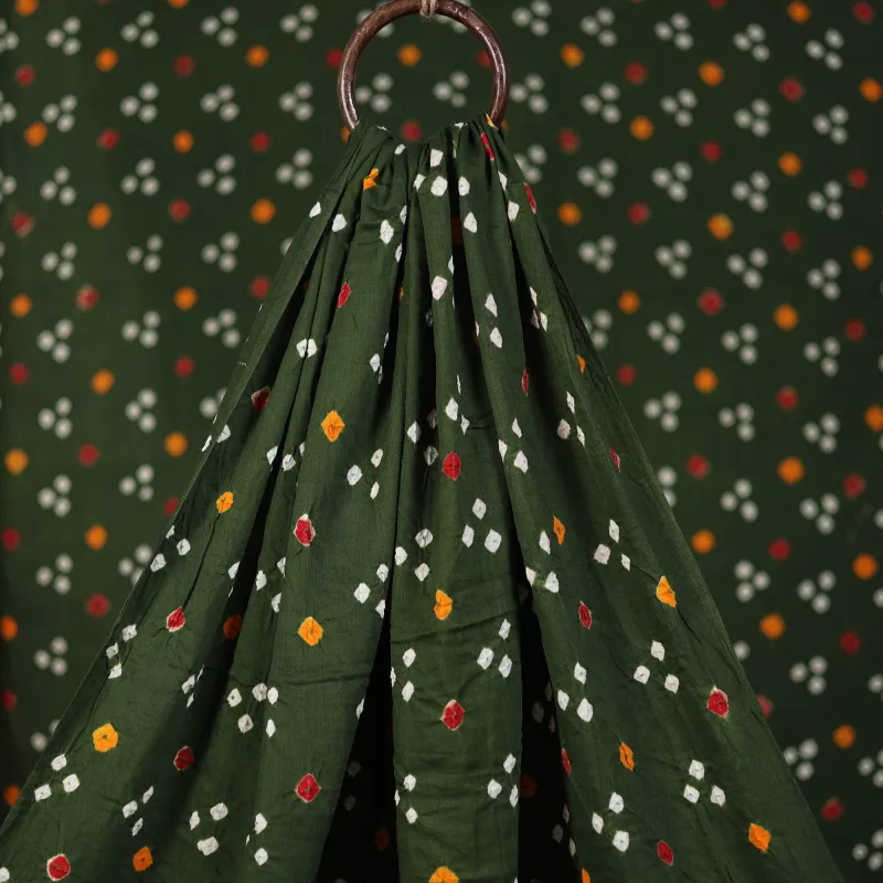 Green - Kutch Bandhani Tie-Dye Cotton Fabric 22 made by Itokri