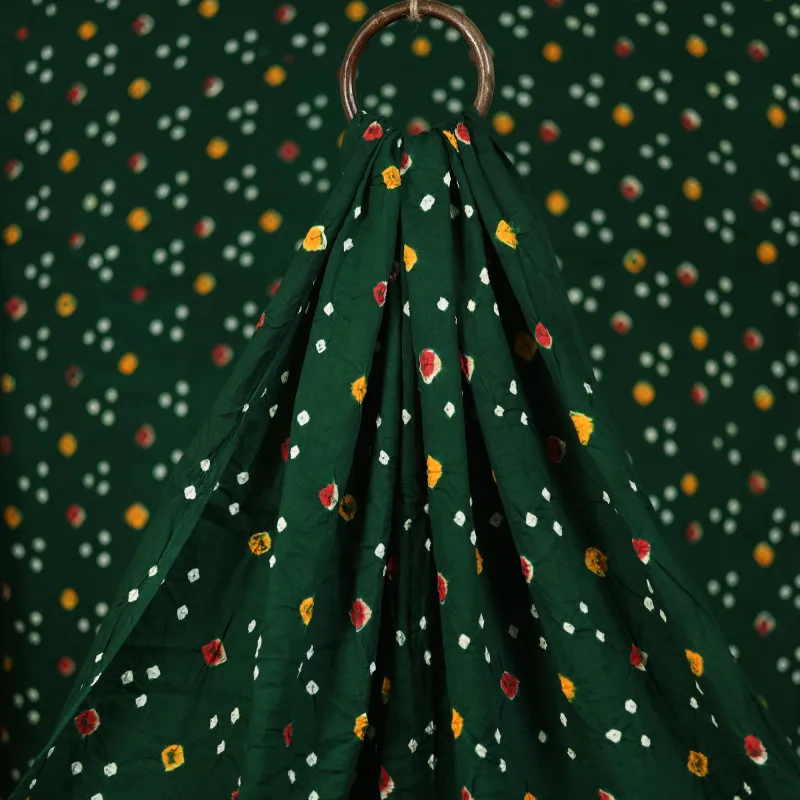 Green - Kutch Bandhani Tie-Dye Cotton Fabric 11 made by Itokri
