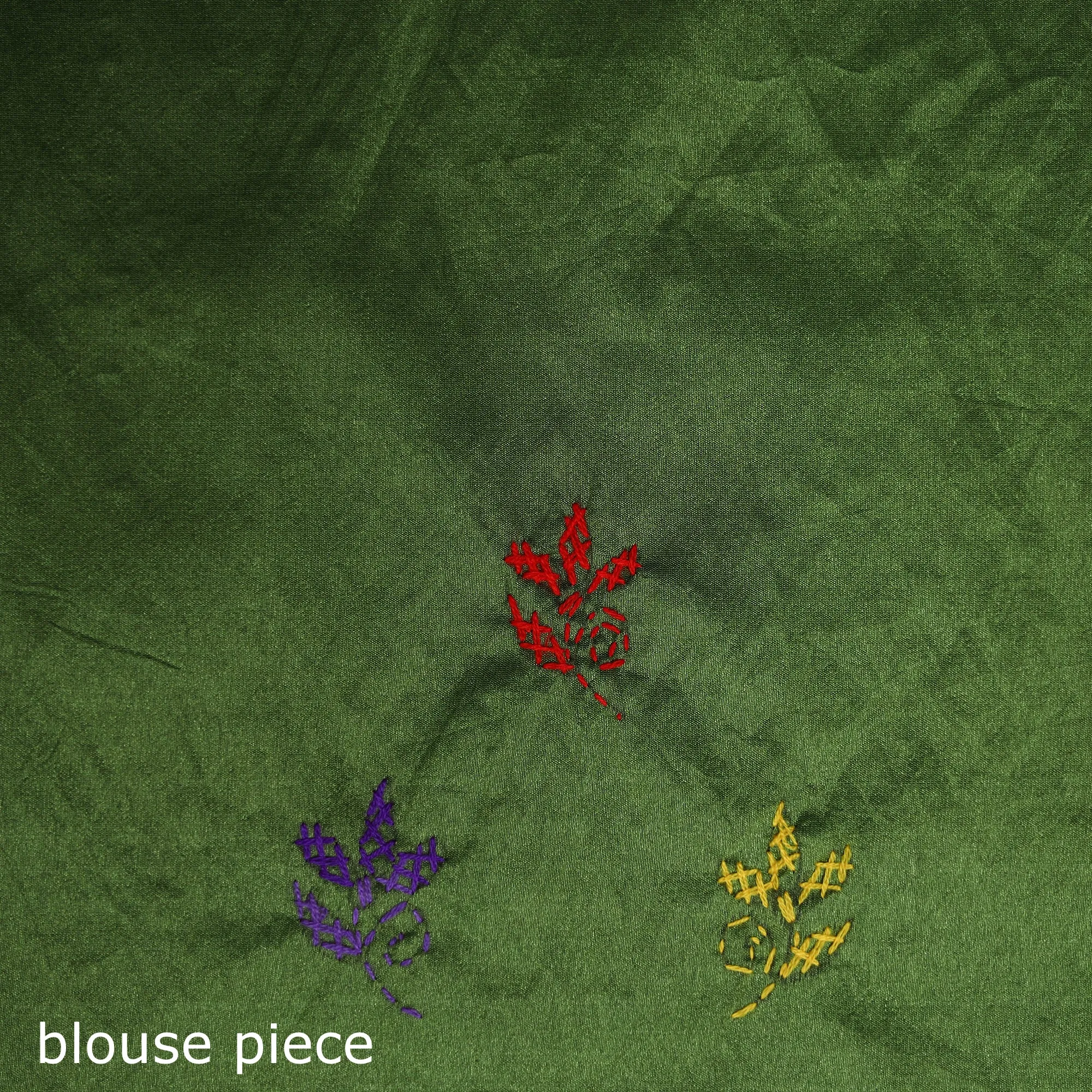 Green - Hand Embroidered Silk Saree 71 sold by Itokri product image thumbnail 5