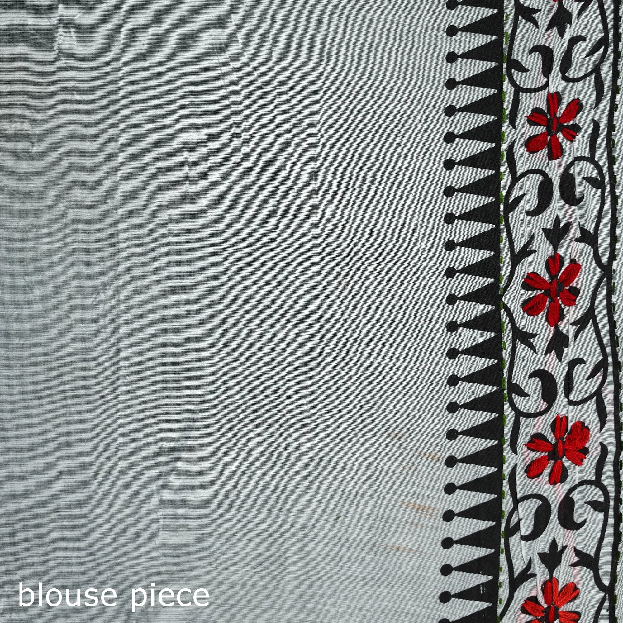 White - Hand Embroidered Chapa Work Silk Cotton Saree 28 sold by Itokri product image thumbnail 5