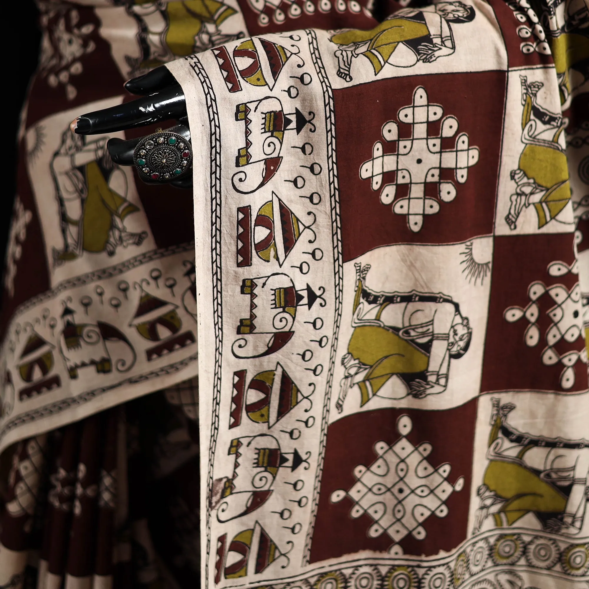 Maroon - Cotton Saree in Kalamkari Print 30 sold by Itokri product image thumbnail 3