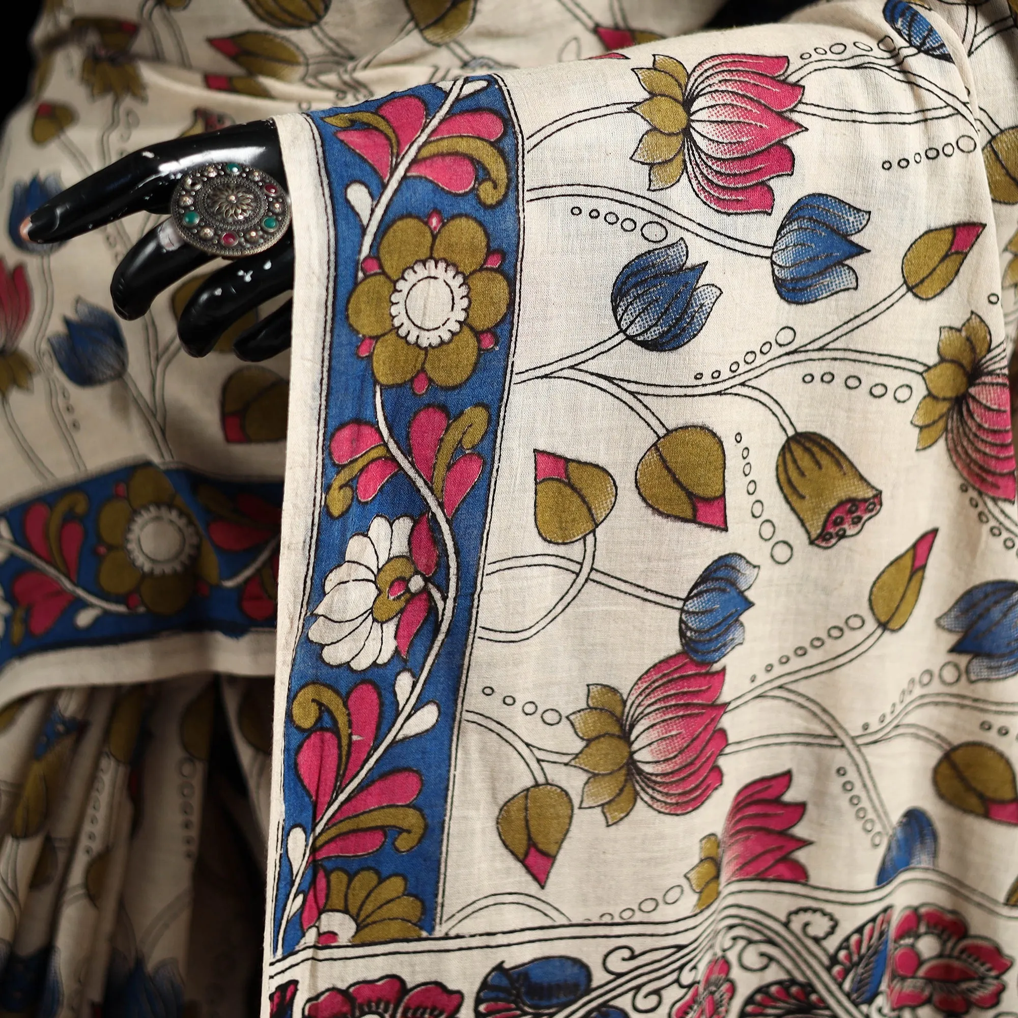 Multicolor - Cotton Saree in Kalamkari Print 19 sold by Itokri product image thumbnail 3