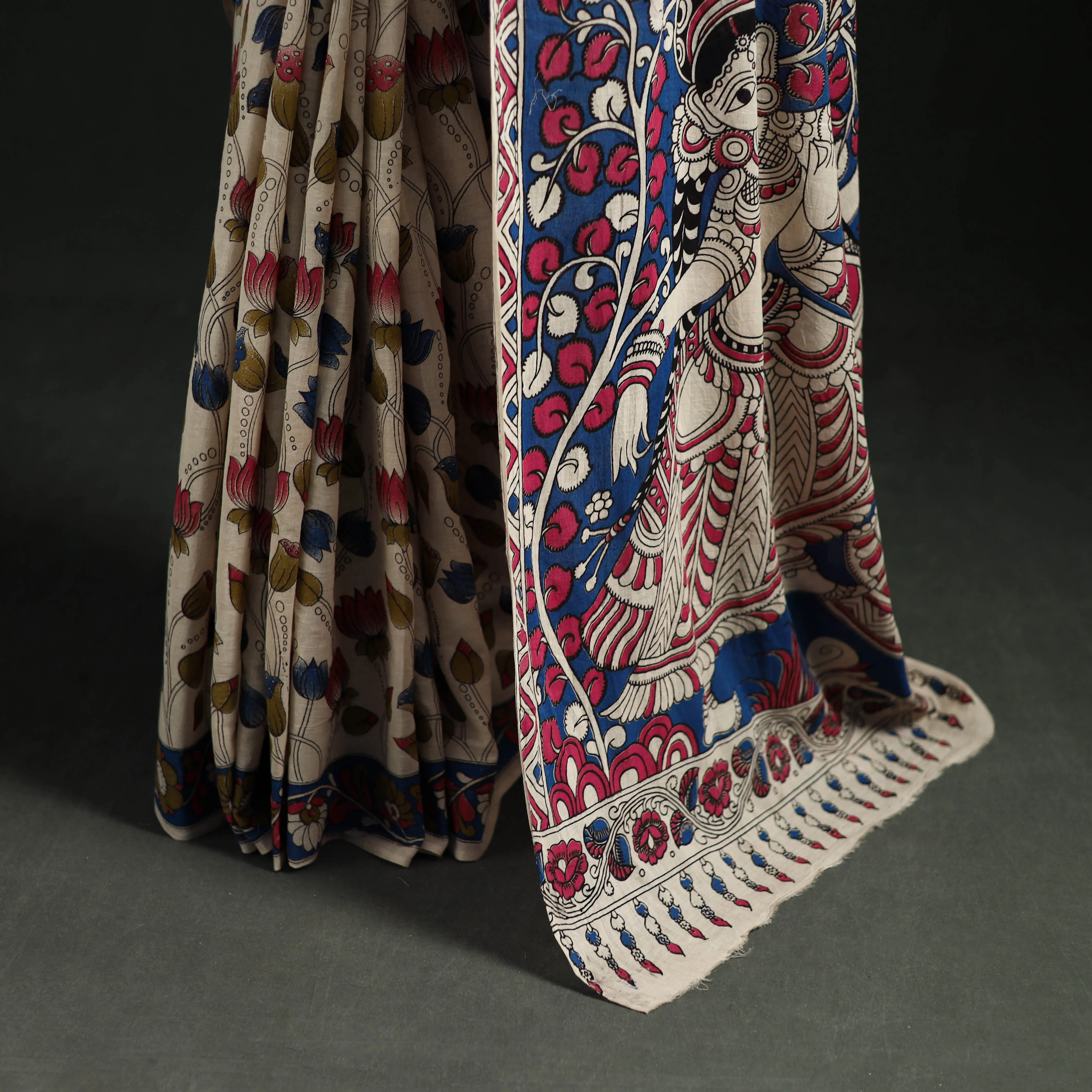 Multicolor - Cotton Saree in Kalamkari Print 19 sold by Itokri product image thumbnail 4