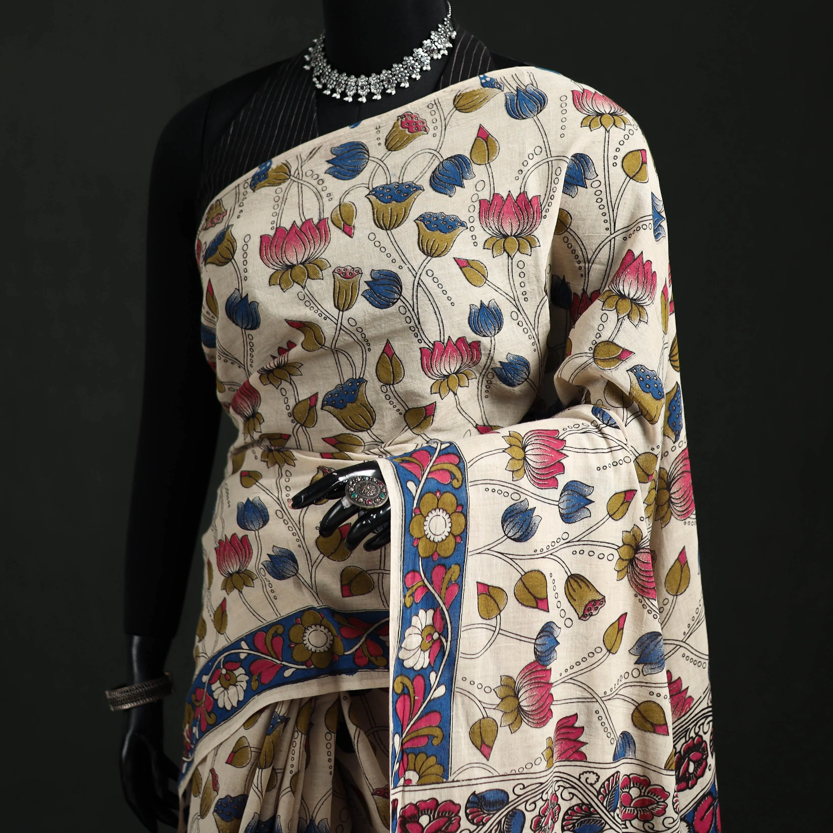 Multicolor - Cotton Saree in Kalamkari Print 19 sold by Itokri product image thumbnail 2