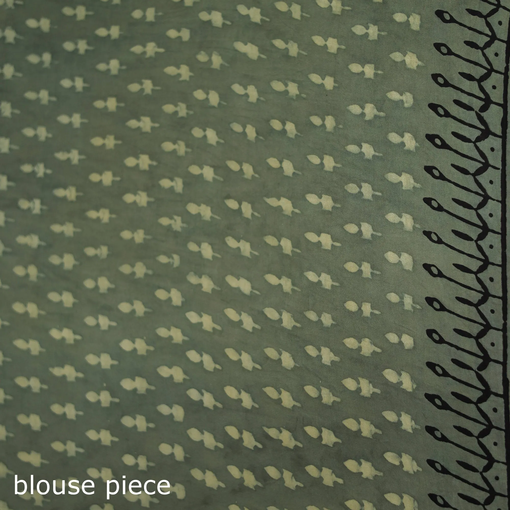 Green - Bagru Hand Block Print Natural Dyed Modal Silk Saree 04 sold by Itokri product image thumbnail 5