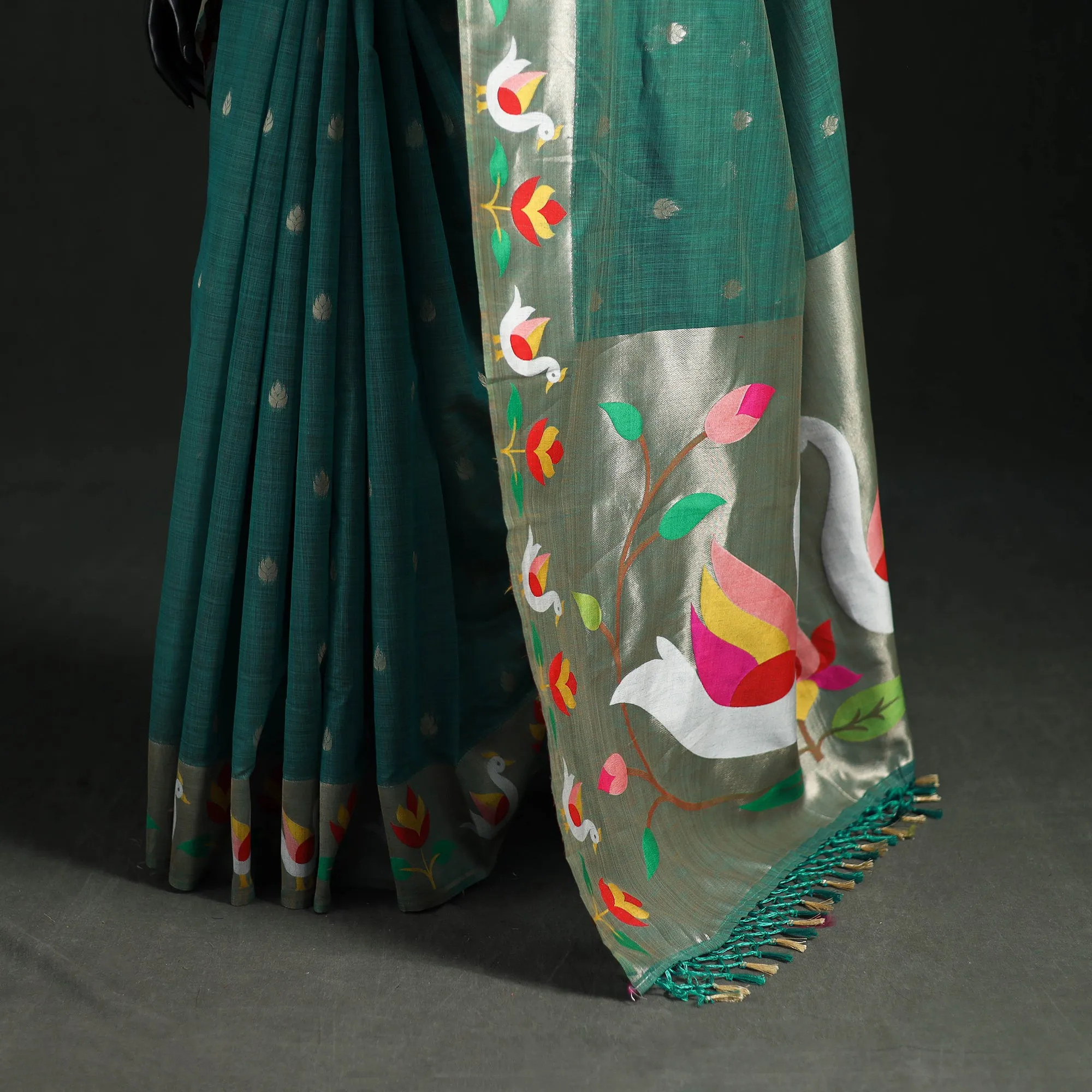 Green - Bangalore Silk Zari Border Saree 09 sold by Itokri product image thumbnail 4