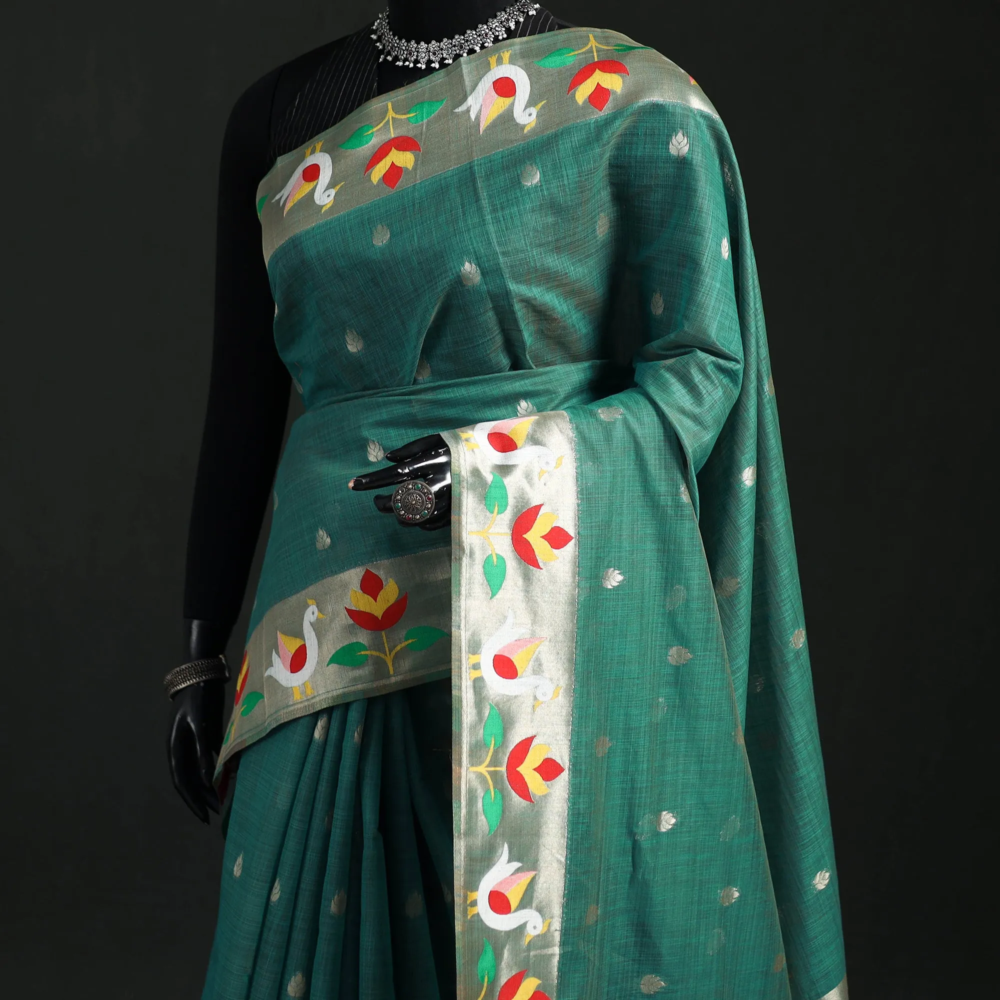 Green - Bangalore Silk Zari Border Saree 09 sold by Itokri product image thumbnail 2