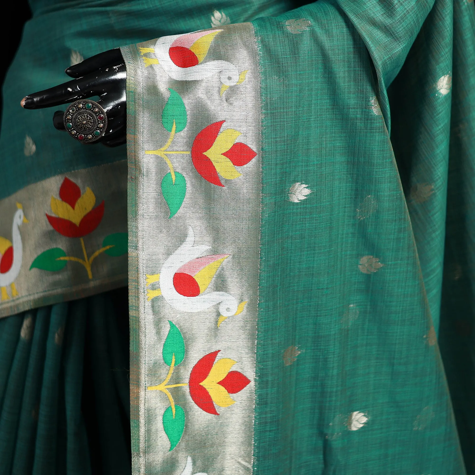 Green - Bangalore Silk Zari Border Saree 09 sold by Itokri product image thumbnail 3