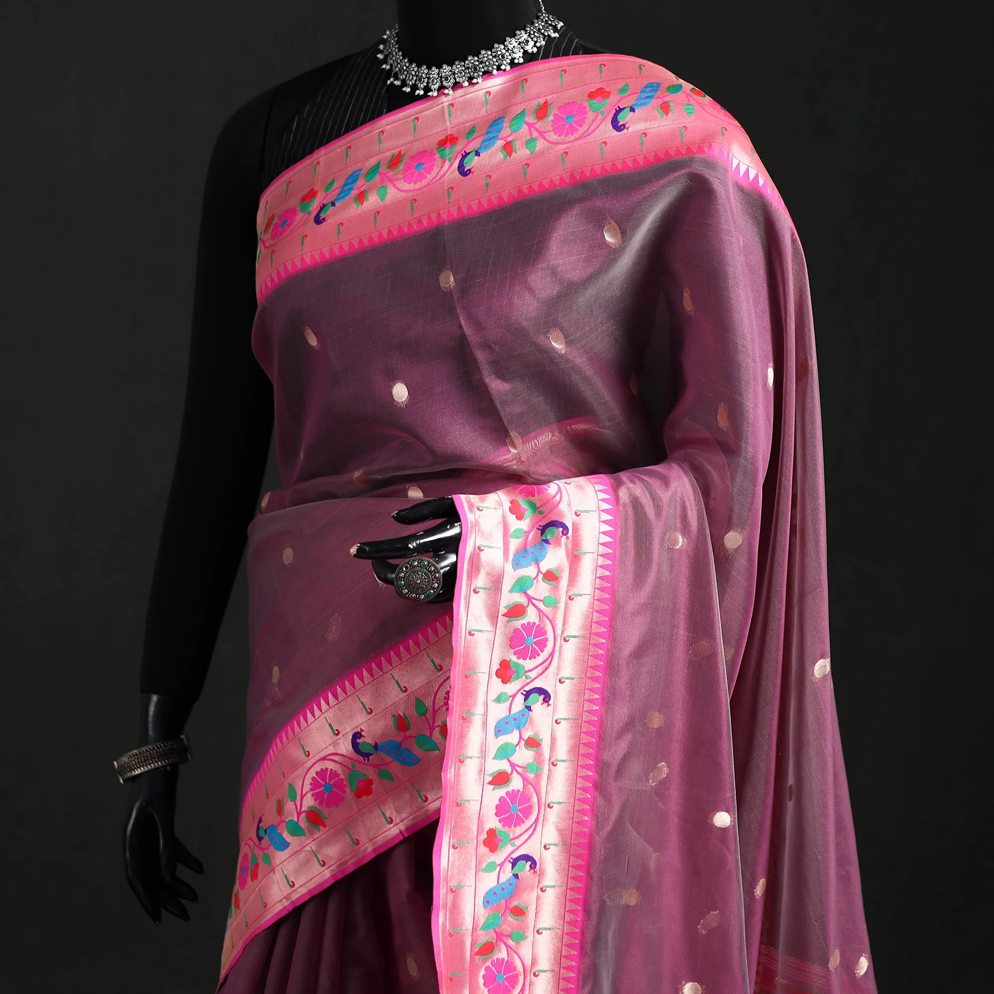 Purple - Bangalore Silk Zari Border Saree 05 sold by Itokri product image thumbnail 2