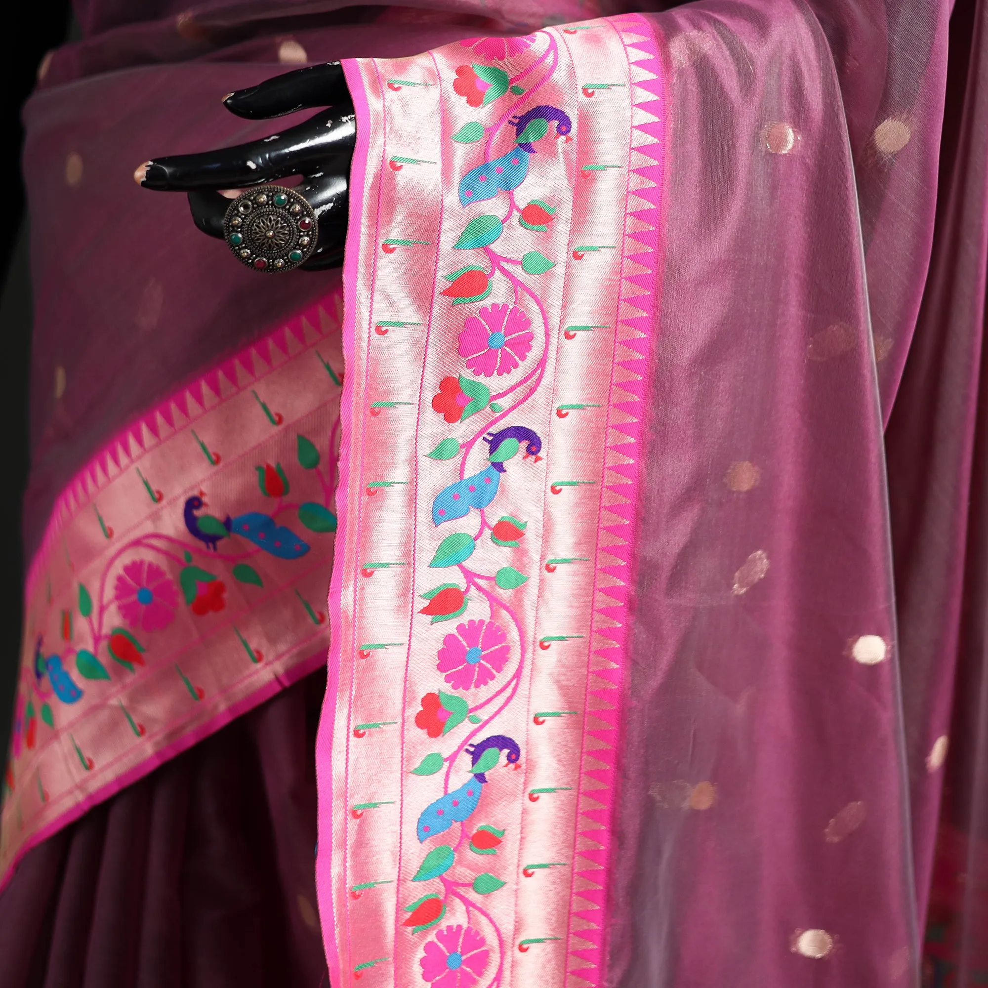 Purple - Bangalore Silk Zari Border Saree 05 sold by Itokri product image thumbnail 3