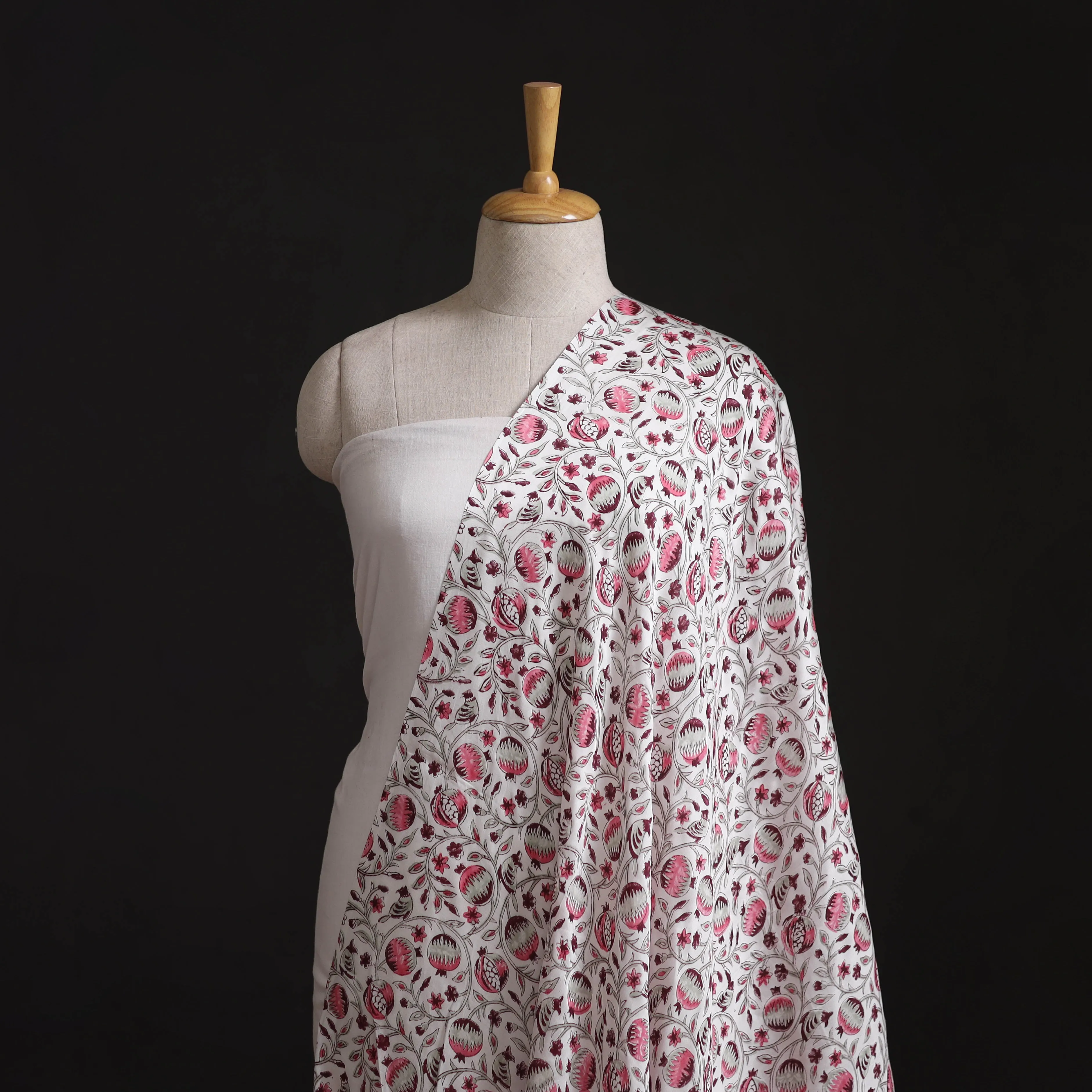 Pink - Sanganeri Floral Hand Block Print Modal Silk Fabric 16 sold by Itokri product image thumbnail 2