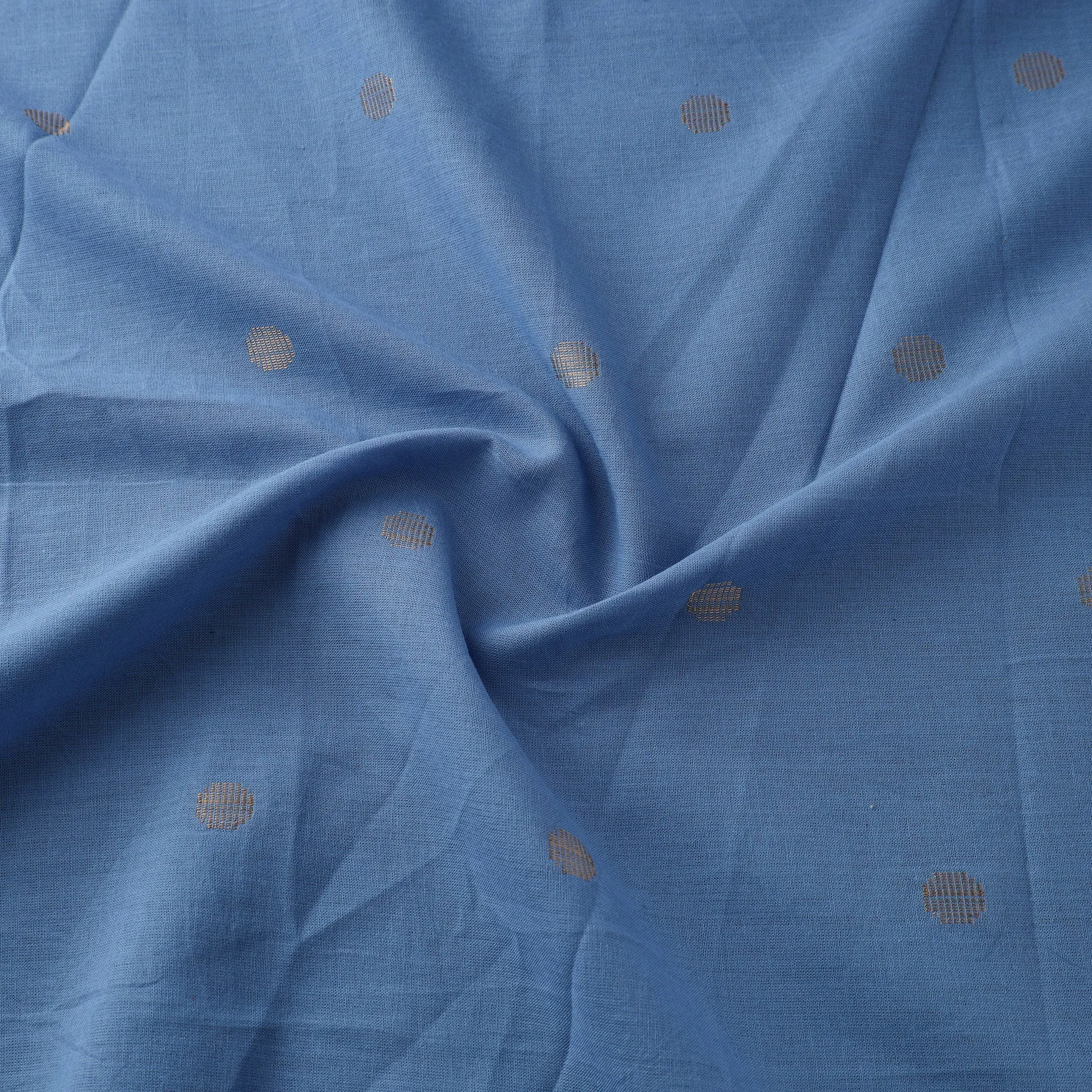 Blue - Prewashed Cotton Jacquard Fabric with Zari Border 02 sold by Itokri product image thumbnail 3