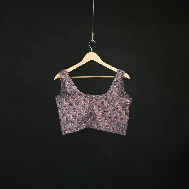Purple - Sanganeri Hand Block Print Cotton Readymade Blouse 20 made by Itokri