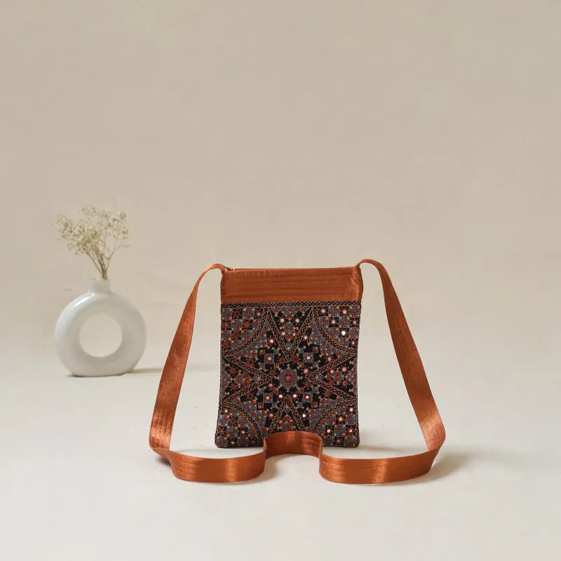 Orange - Kutch Neran Hand Embroidered Sling Bag 03 made by Itokri