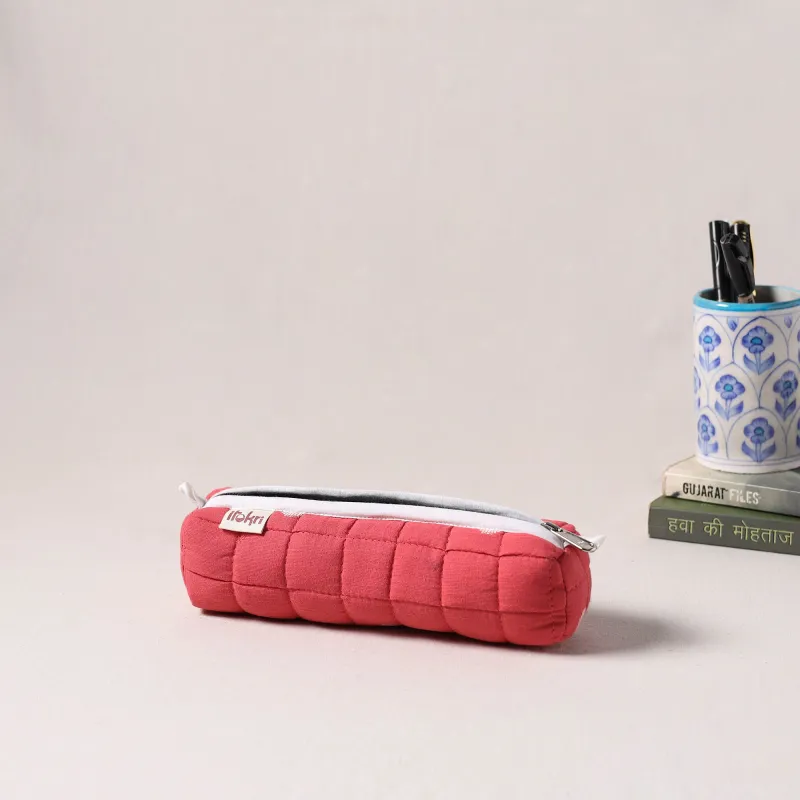Pink - Handcrafted Quilted Pencil Pouch 12 made by Itokri