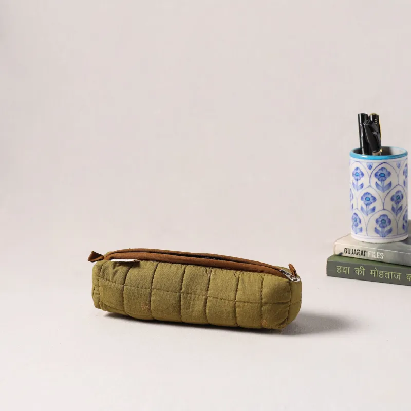 Green - Handcrafted Quilted Pencil Pouch 11 made by Itokri