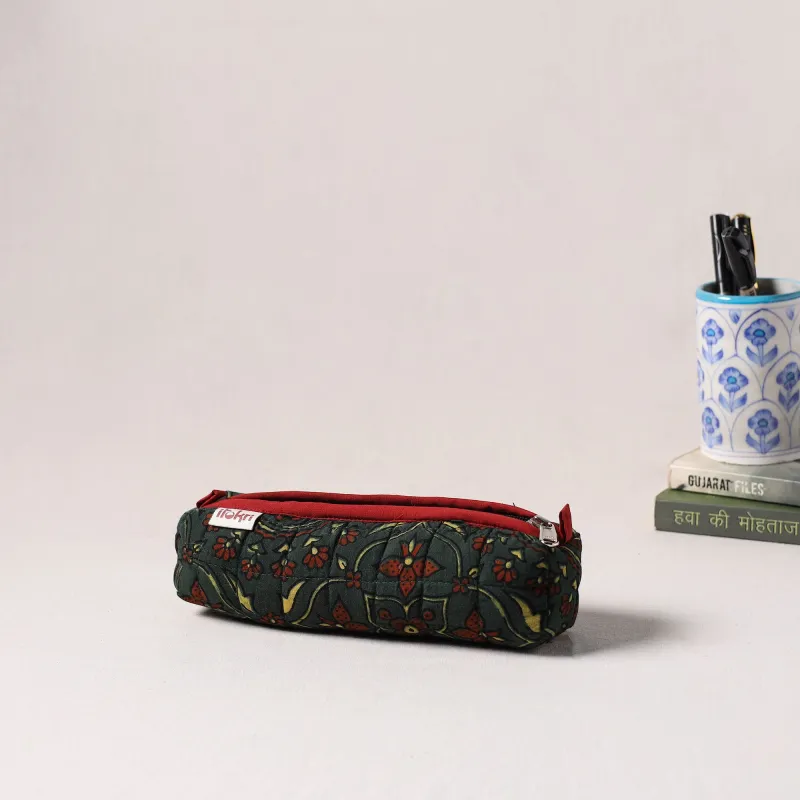 Green - Handcrafted Quilted Pencil Pouch 01 made by Itokri