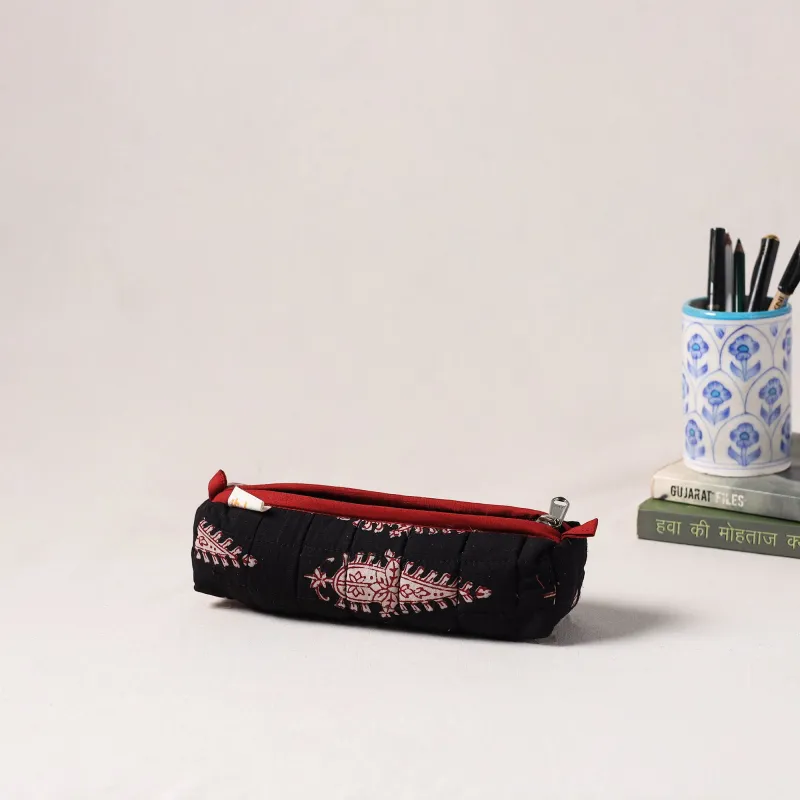 Black - Handmade Quilted Pencil Pouch 46 made by Itokri