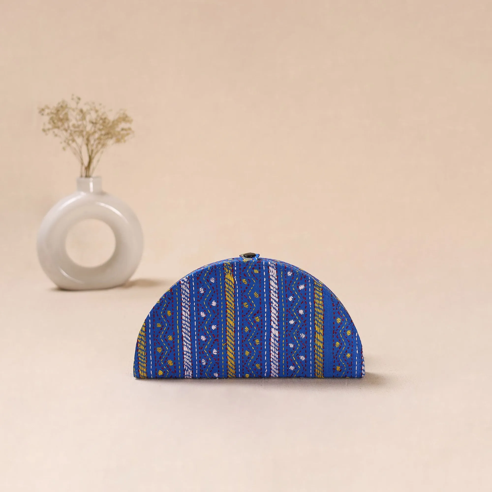 Blue - Bengal Kantha Work Handcrafted Jewellery Box 04 sold by Itokri