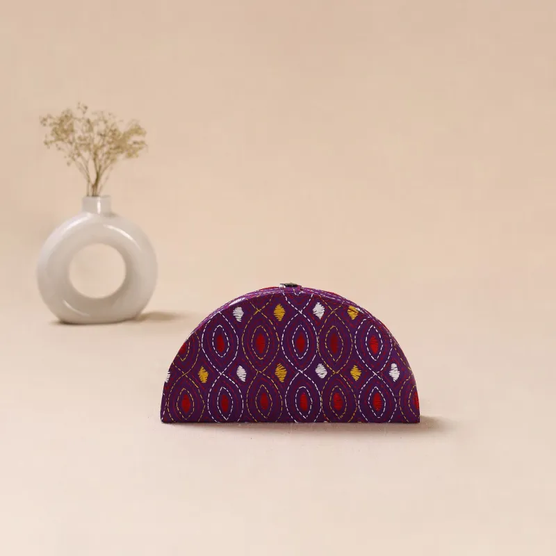 Purple - Bengal Kantha Work Handcrafted Jewellery Box 02 made by Itokri