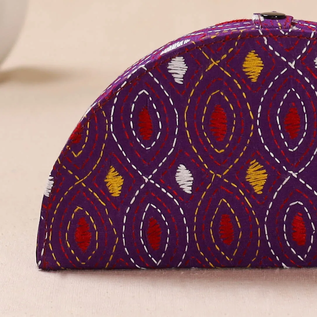 Purple - Bengal Kantha Work Handcrafted Jewellery Box 02 sold by Itokri product image thumbnail 3