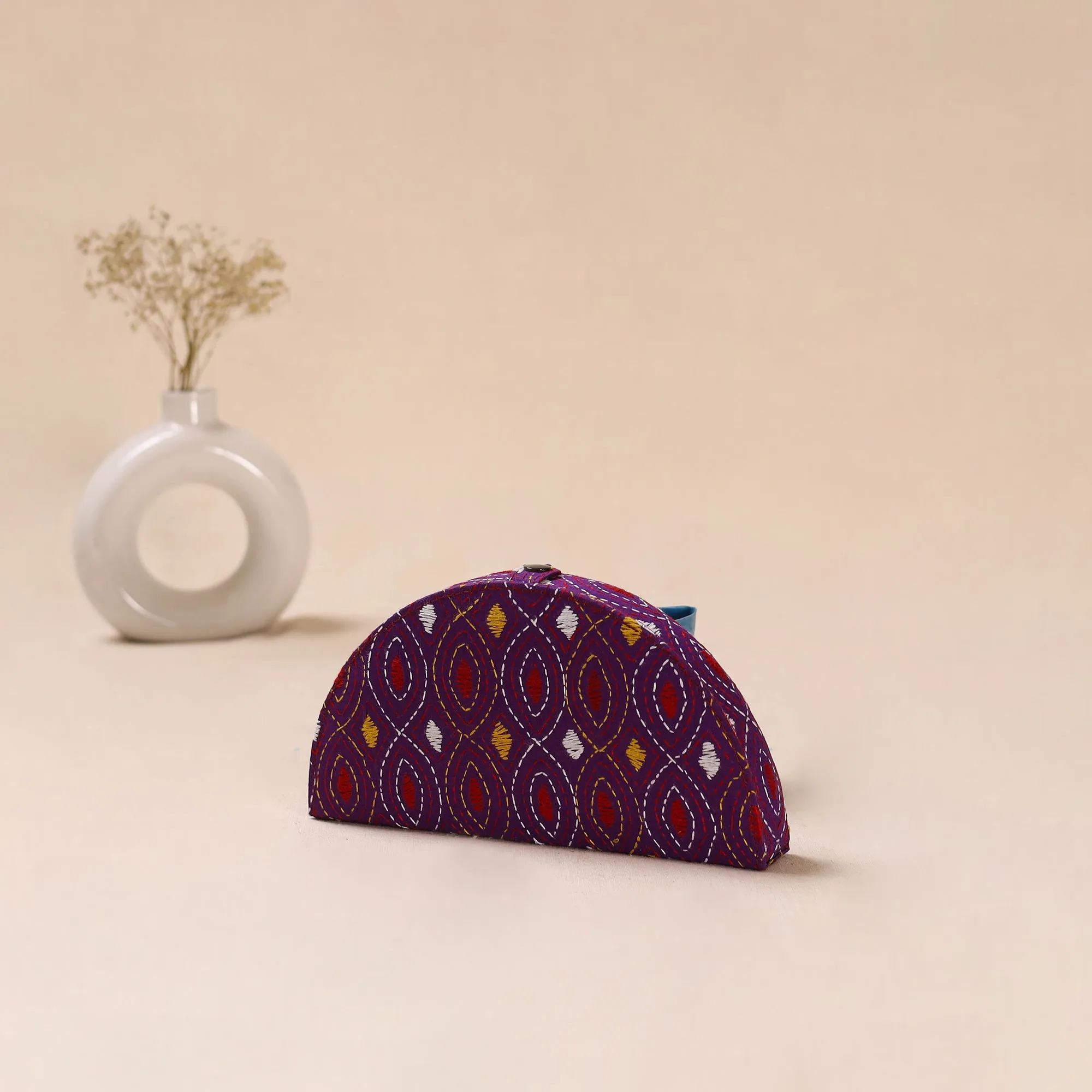 Purple - Bengal Kantha Work Handcrafted Jewellery Box 02 sold by Itokri product image thumbnail 2