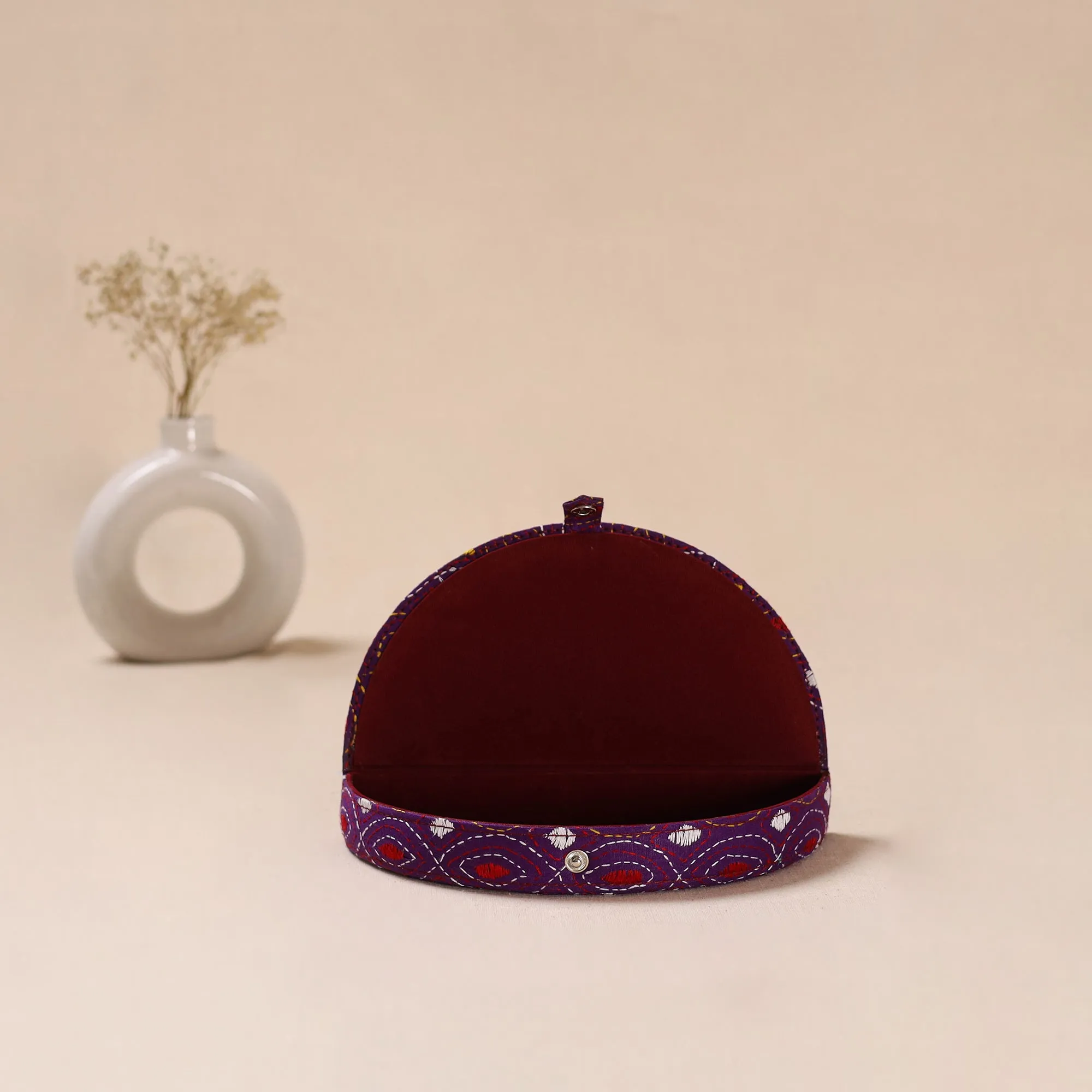 Purple - Bengal Kantha Work Handcrafted Jewellery Box 02 sold by Itokri product image thumbnail 4