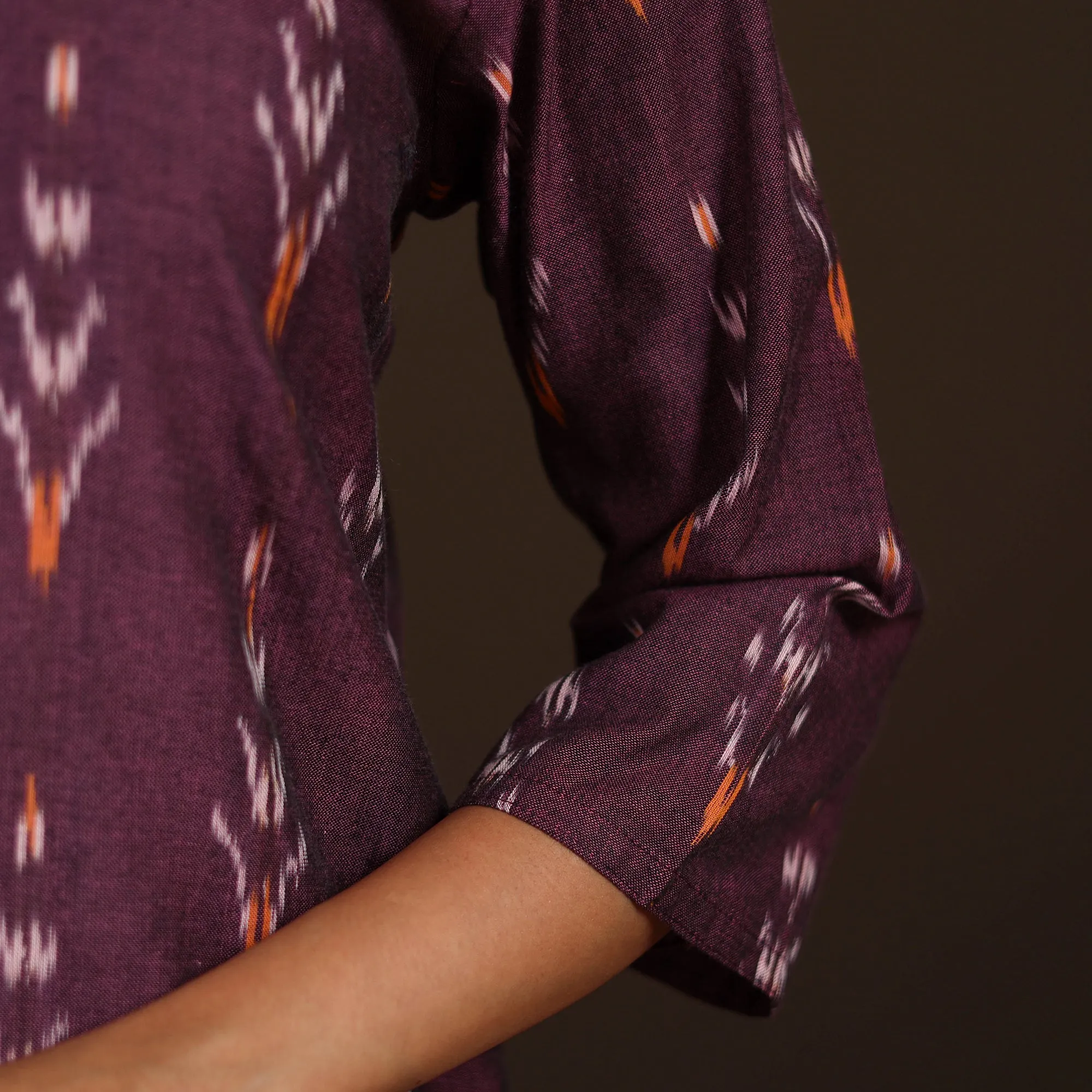 Purple - Pochampally Ikat Cotton Straight Long Kurta for Women 24 sold by Itokri product image thumbnail 4