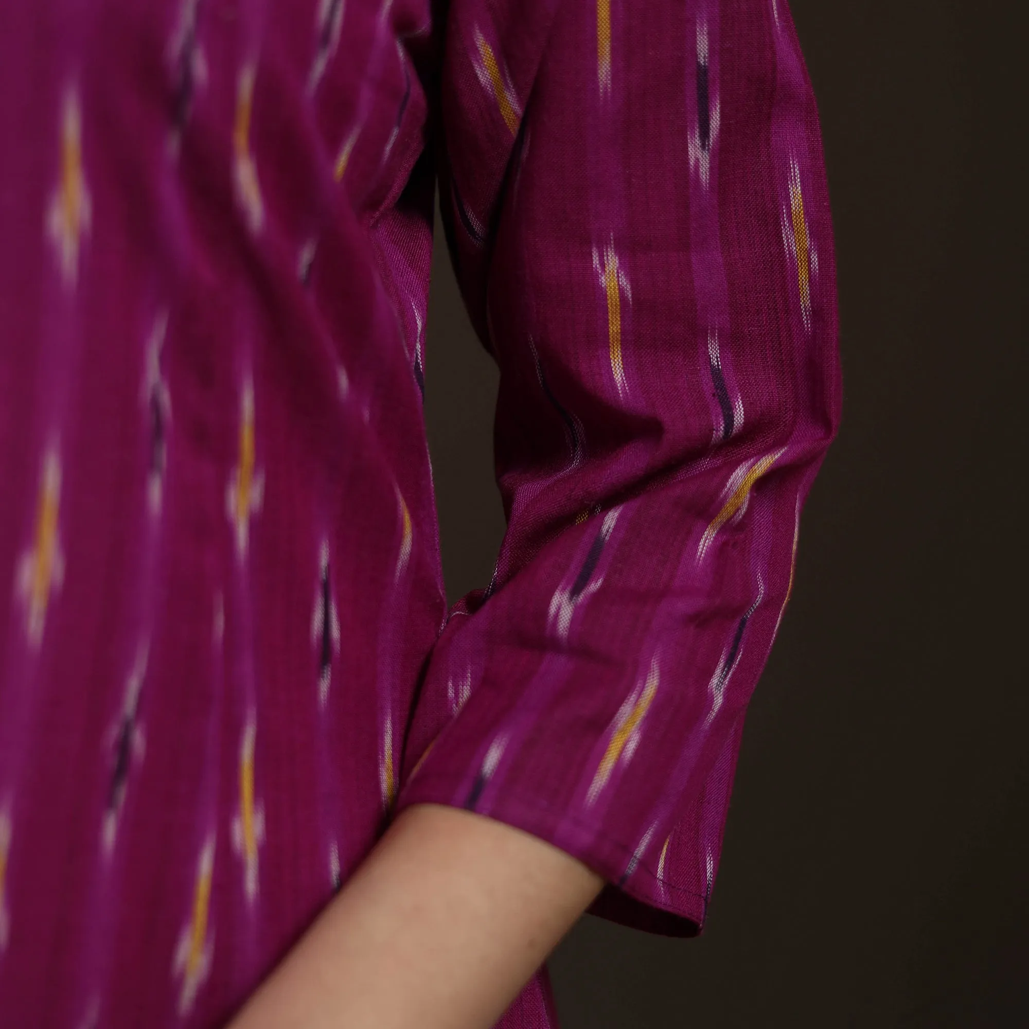 Purple - Pochampally Ikat Cotton A-Line Long Kurta for Women 06 sold by Itokri product image thumbnail 4