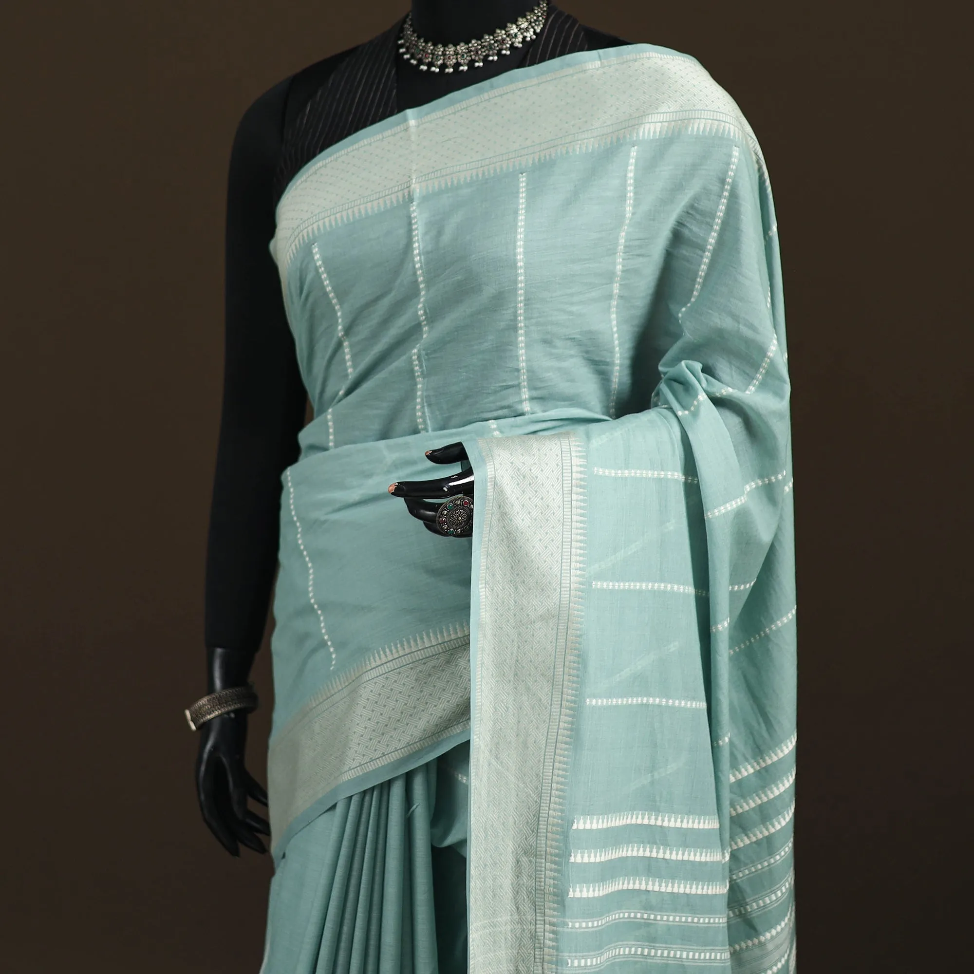 Green - Bengal Handwoven Cotton Begumpuri Saree with Blouse Piece 11 sold by Itokri product image thumbnail 2