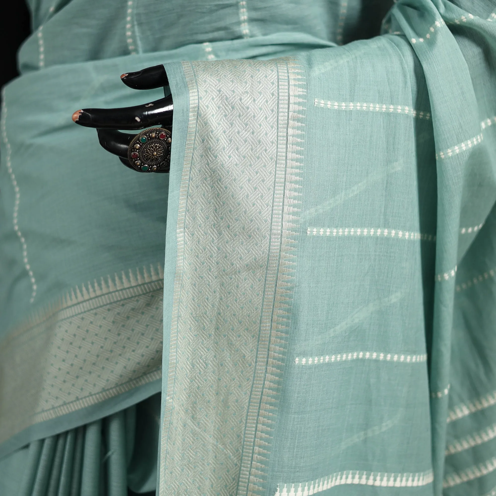 Green - Bengal Handwoven Cotton Begumpuri Saree with Blouse Piece 11 sold by Itokri product image thumbnail 3