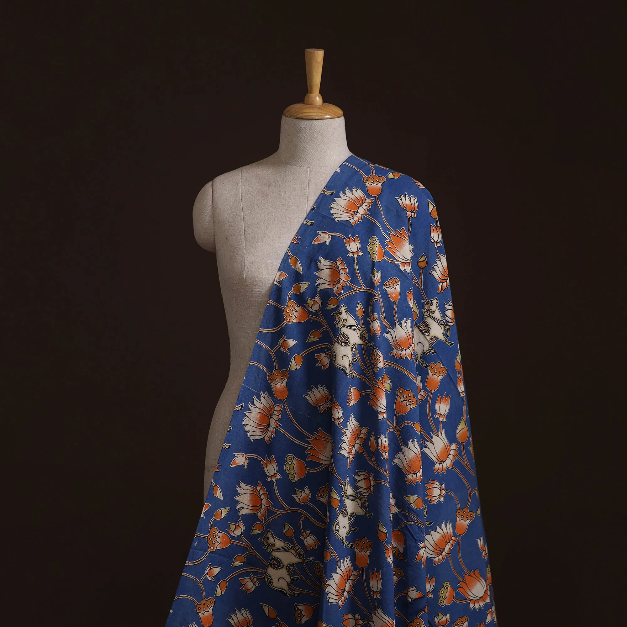 Blue - Kalamkari Printed Cotton Fabric 17 sold by Itokri product image thumbnail 2