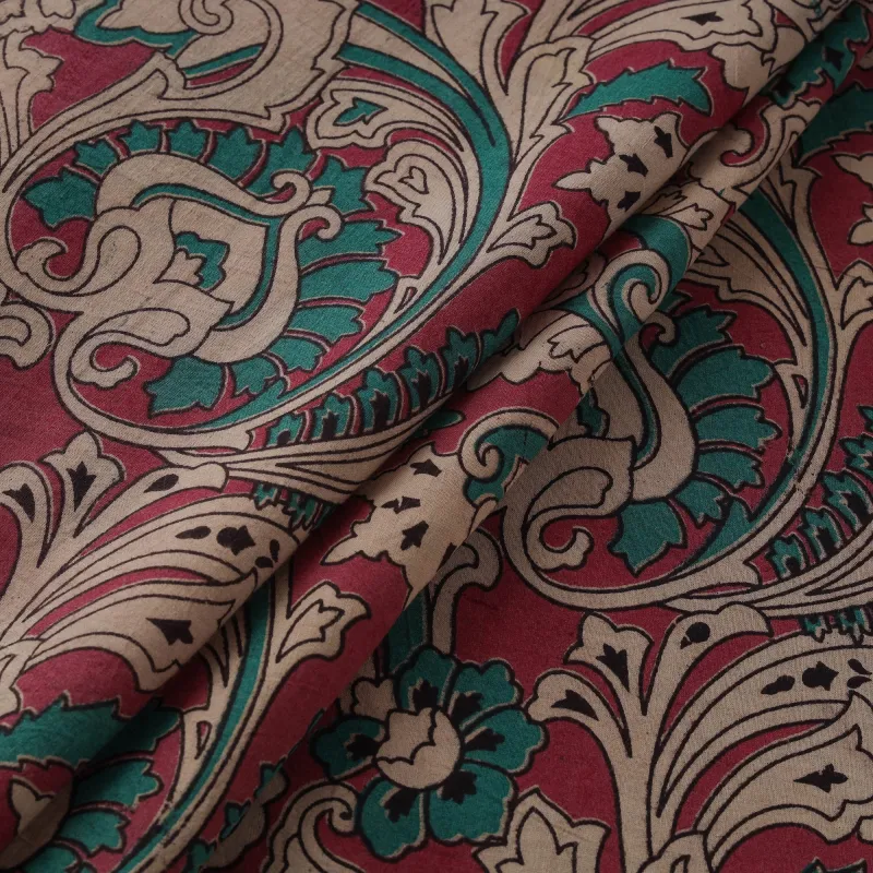 Pink - Kalamkari Printed Cotton Fabric 16 made by Itokri