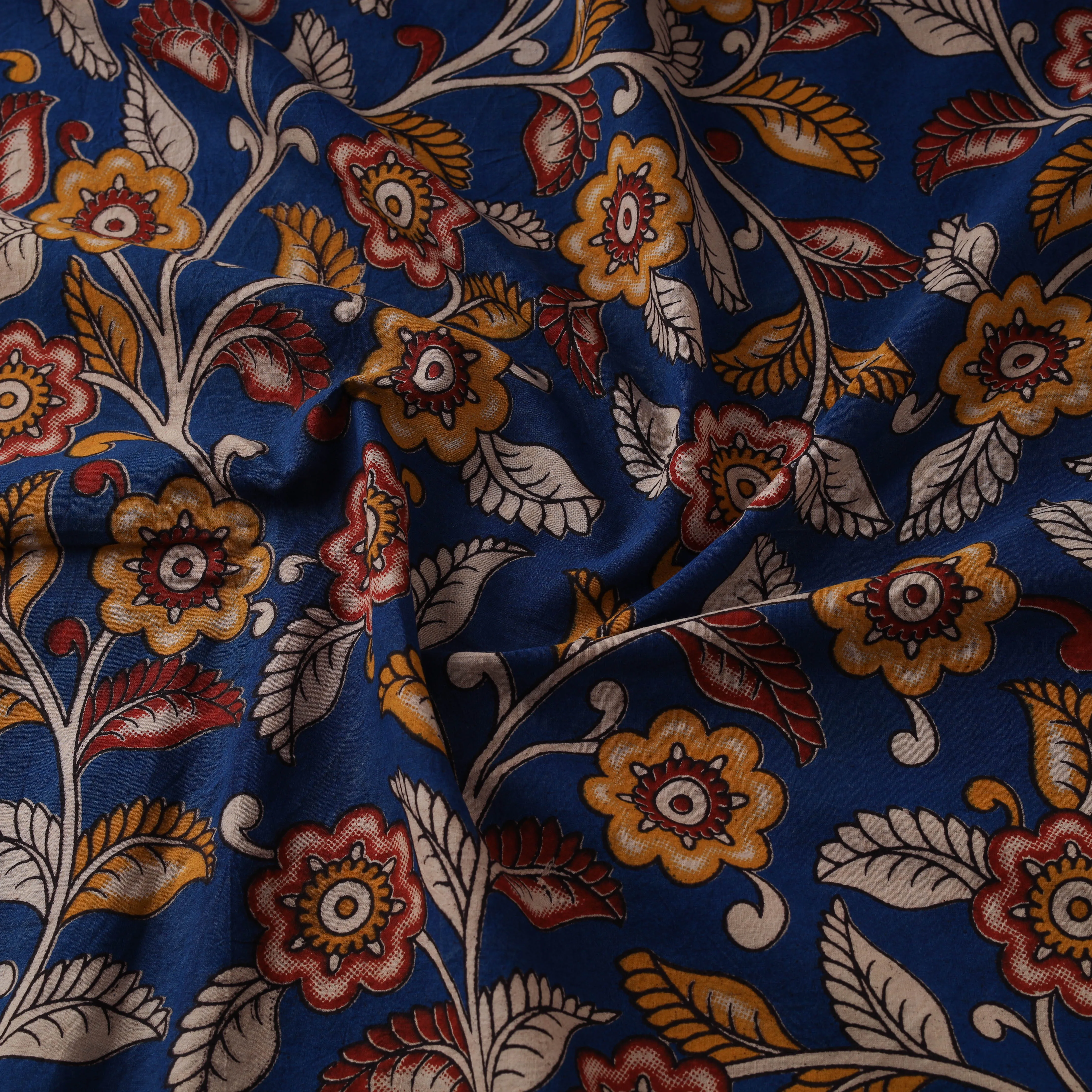Blue - Kalamkari Printed Cotton Fabric 14 sold by Itokri product image thumbnail 3