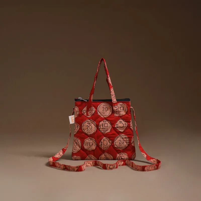 Red - Handcrafted Quilted Sling Bag 29 made by Itokri