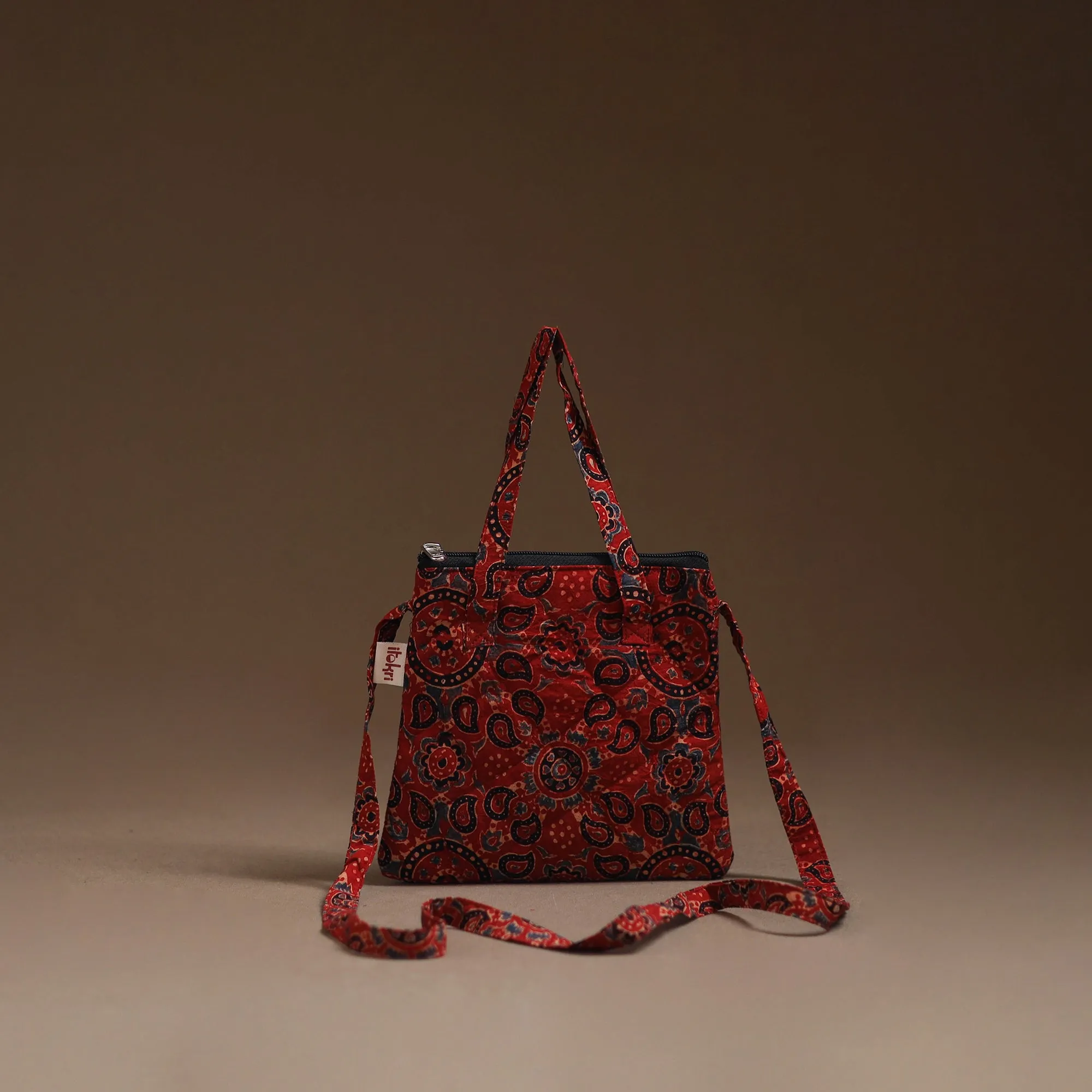 Red - Handcrafted Quilted Sling Bag 24 sold by Itokri