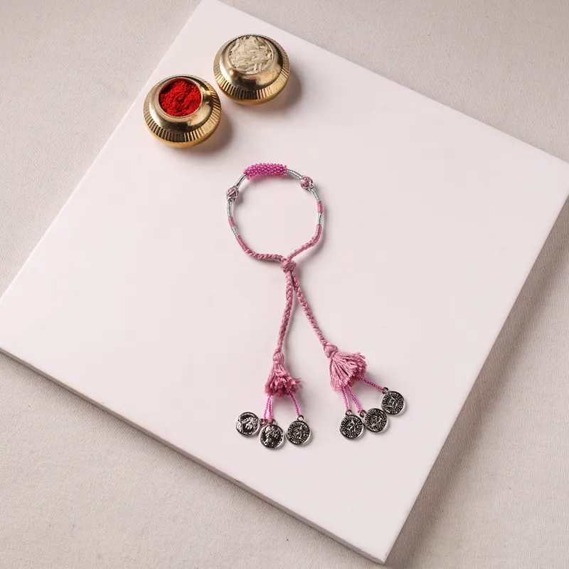 Anant Raksha Thread & Bead Work Lumba Rakhi / Bracelet with Potli 16 made by Itokri