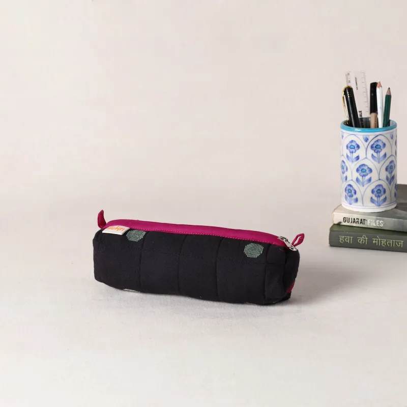 Black - Handcrafted Quilted Pencil Pouch 11 made by Itokri