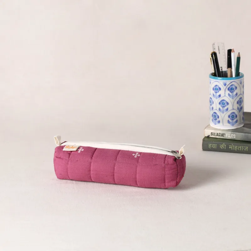 Pink - Handcrafted Quilted Pencil Pouch 01 made by Itokri