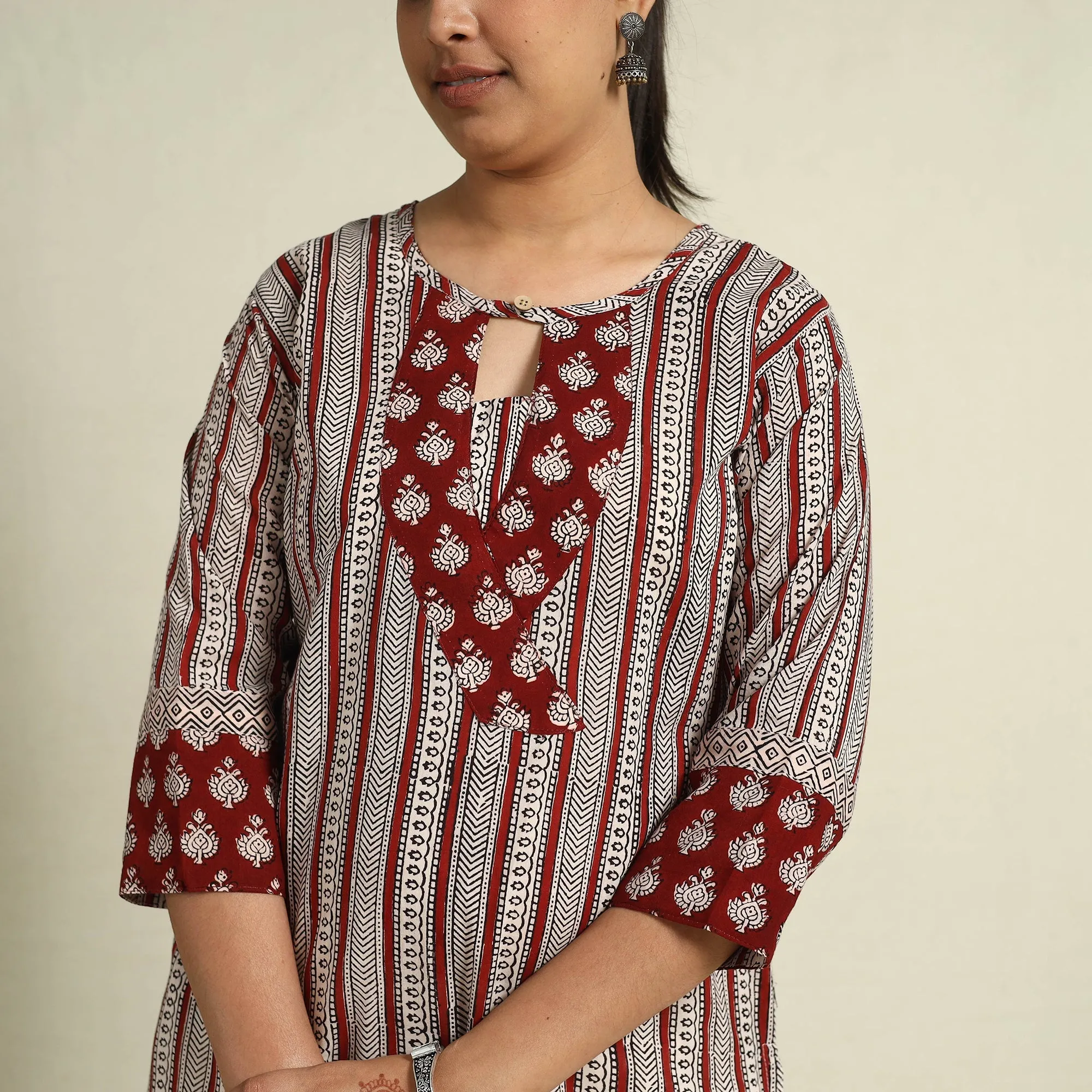 Red - Block Print Mul Cotton Straight Bagh Kurta 19 sold by Itokri product image thumbnail 4