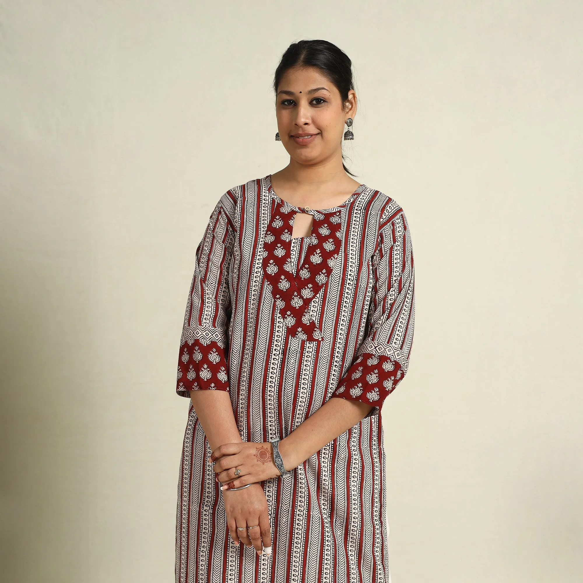 Red - Block Print Mul Cotton Straight Bagh Kurta 19 sold by Itokri product image thumbnail 3