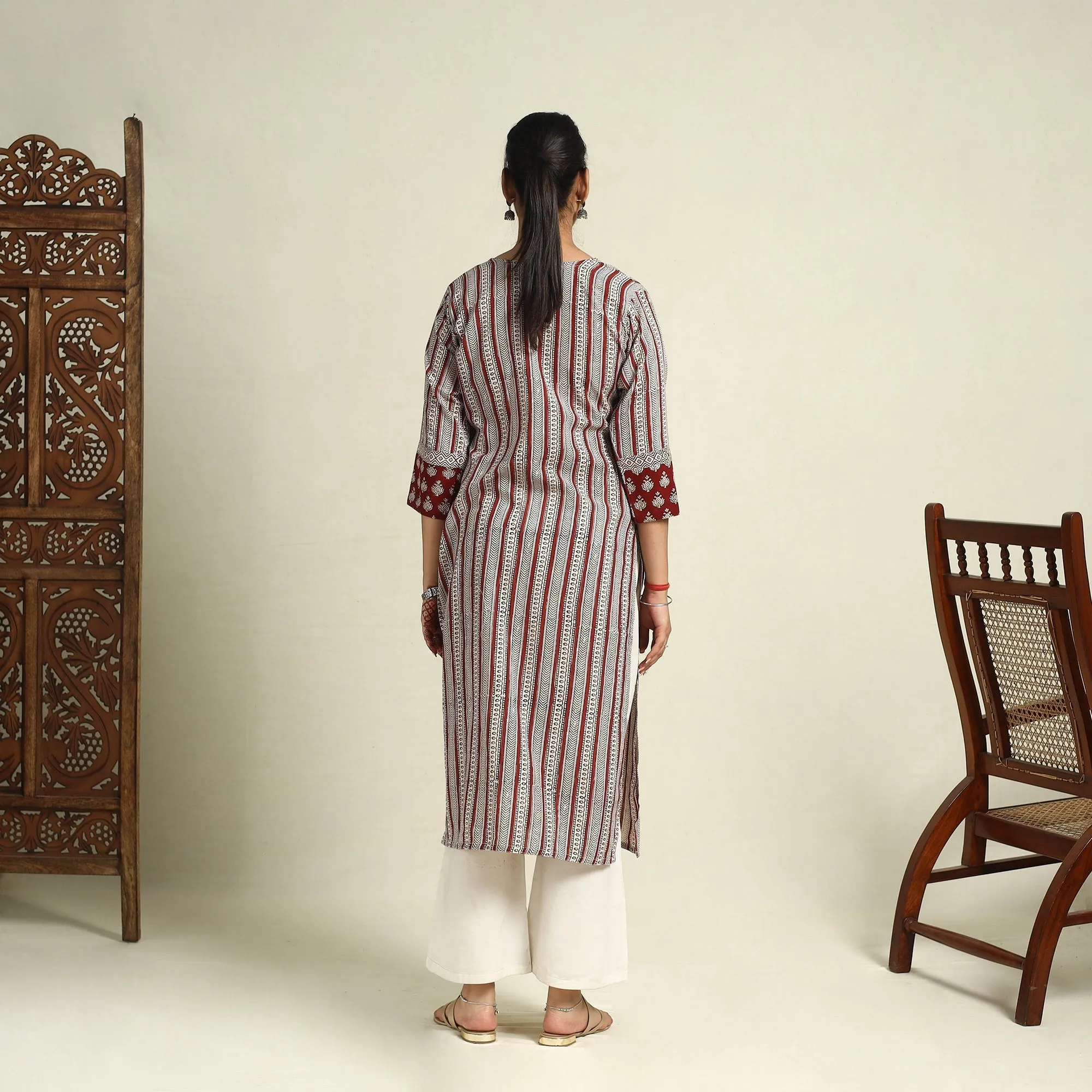 Red - Block Print Mul Cotton Straight Bagh Kurta 19 sold by Itokri product image thumbnail 5