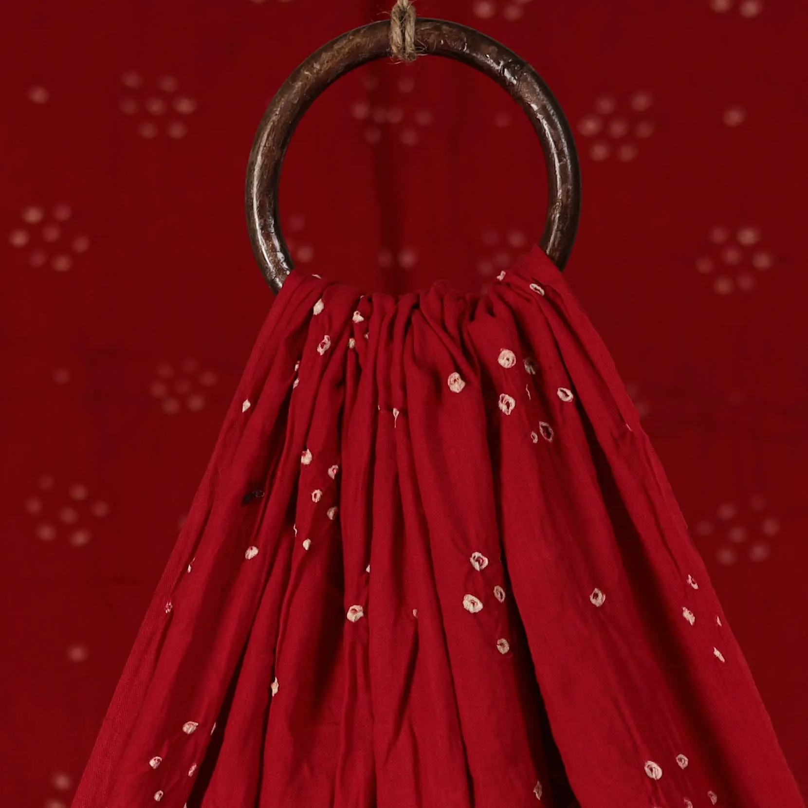 Red - Kutch Bandhani Tie-Dye Cotton Fabric 27 sold by Itokri product image thumbnail 3