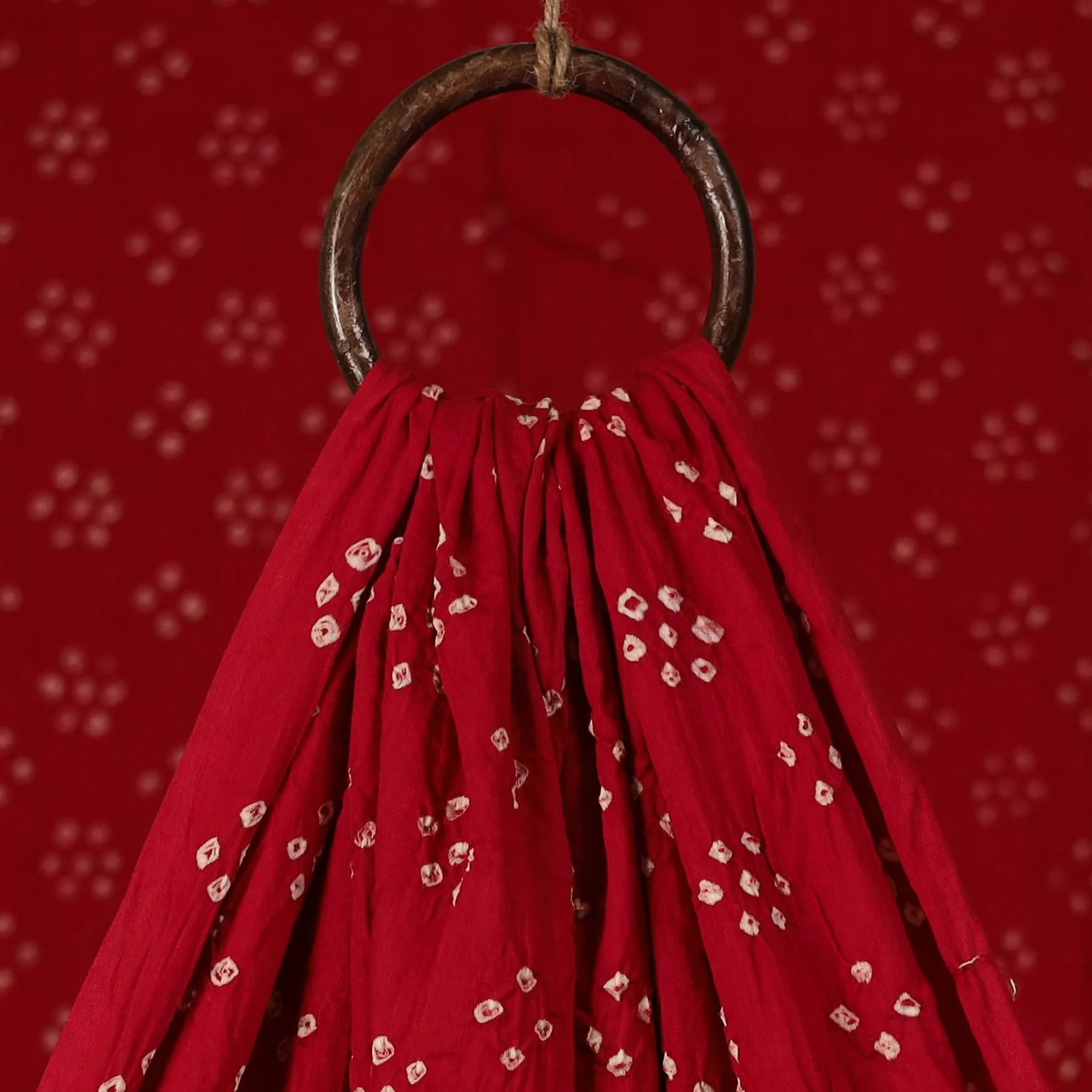 Red - Kutch Bandhani Tie-Dye Cotton Fabric 14 sold by Itokri product image thumbnail 3
