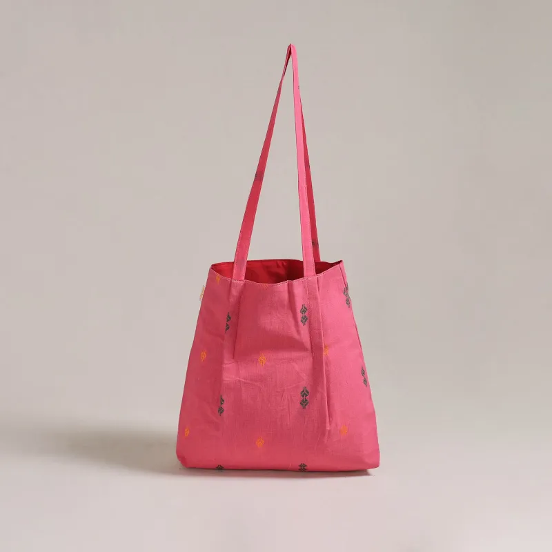 Pink - Eco-Friendly Handmade Cotton Jhola Tote Bag 26 made by Itokri