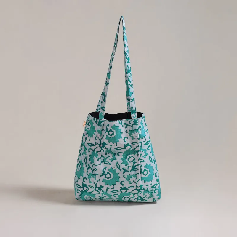 Green - Eco-Friendly Handmade Cotton Jhola Tote Bag 22 made by Itokri