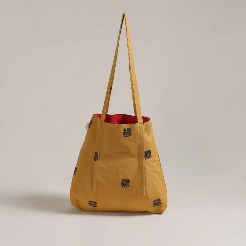 Yellow - Eco-Friendly Handmade Cotton Jhola Tote Bag 23 made by Itokri